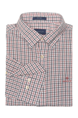 GANT Red Slim Fit Tech Prep Twill Check Button Down Shirt 3019230 Size M NWT