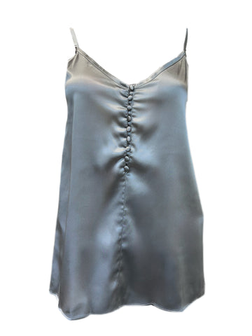 Marella By Max Mara Women's Grey George Button Front Satin Tank Top Size 12