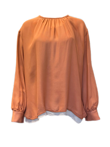 Max Mara Women's Copper Gettata Silk Blouse Size 8 NWT