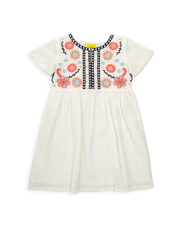 ROBERTA ROLLER RABBIT Girls White/Coral Sylvie Dress $75 NEW