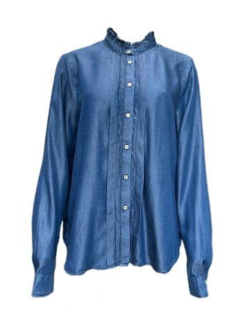 Marella By Max Mara Women's Blue Glasgow Button Down Shirt Size 12 NWT