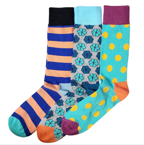 HAPPY SOCKS Men's Grey Cotton Crew Clower 3-Pack Socks Size 8-12 NWT