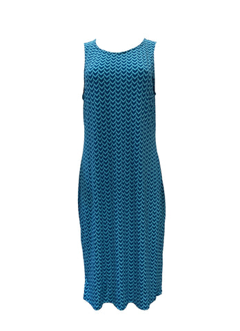 Leota Women's Blue Hilary Mykonos Streight Stretchy Midi Dress #2636 NWT