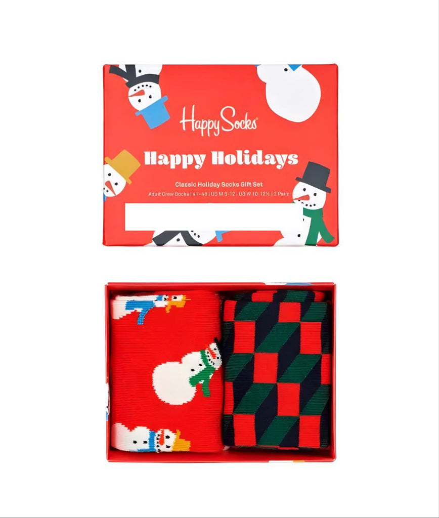 HAPPY SOCKS Unisex Classic Holiday Crew Socks Gift Set 2 Pairs Size 8-12 NWB
