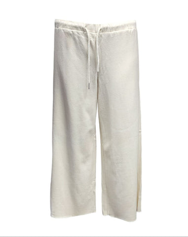 HoodLamb Women's Ivory Wide Leg Soft Hemp Pants 420 NWT