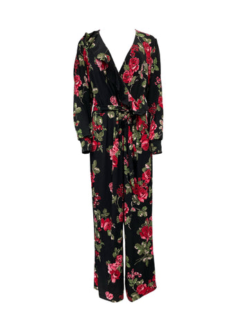 Leota Women's Black Flora Julie Ruffle Long Stretchy Jumpsuit #3686 NWT