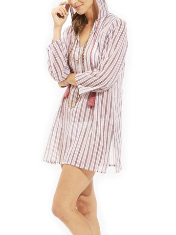 ROBERTA ROLLER RABBIT Women's Rose Kif Stripes Hooded Kurta Sz S $110 NEW