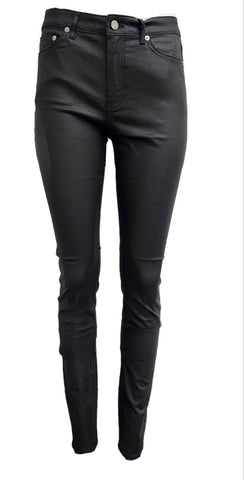 BLK DNM Women's Empire Black High Rise Skinny Slim Faux Leather Pants NWT