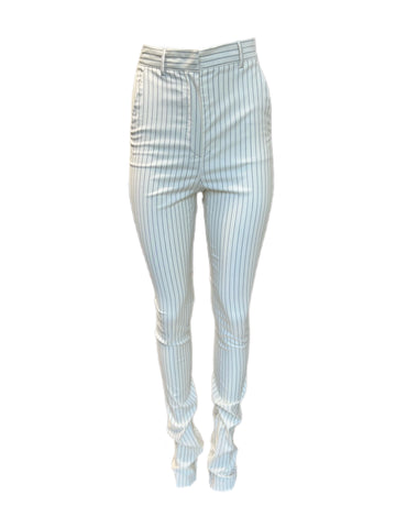 Max Mara Women's White Lince Striped Skinny Pants Size 4 NWT