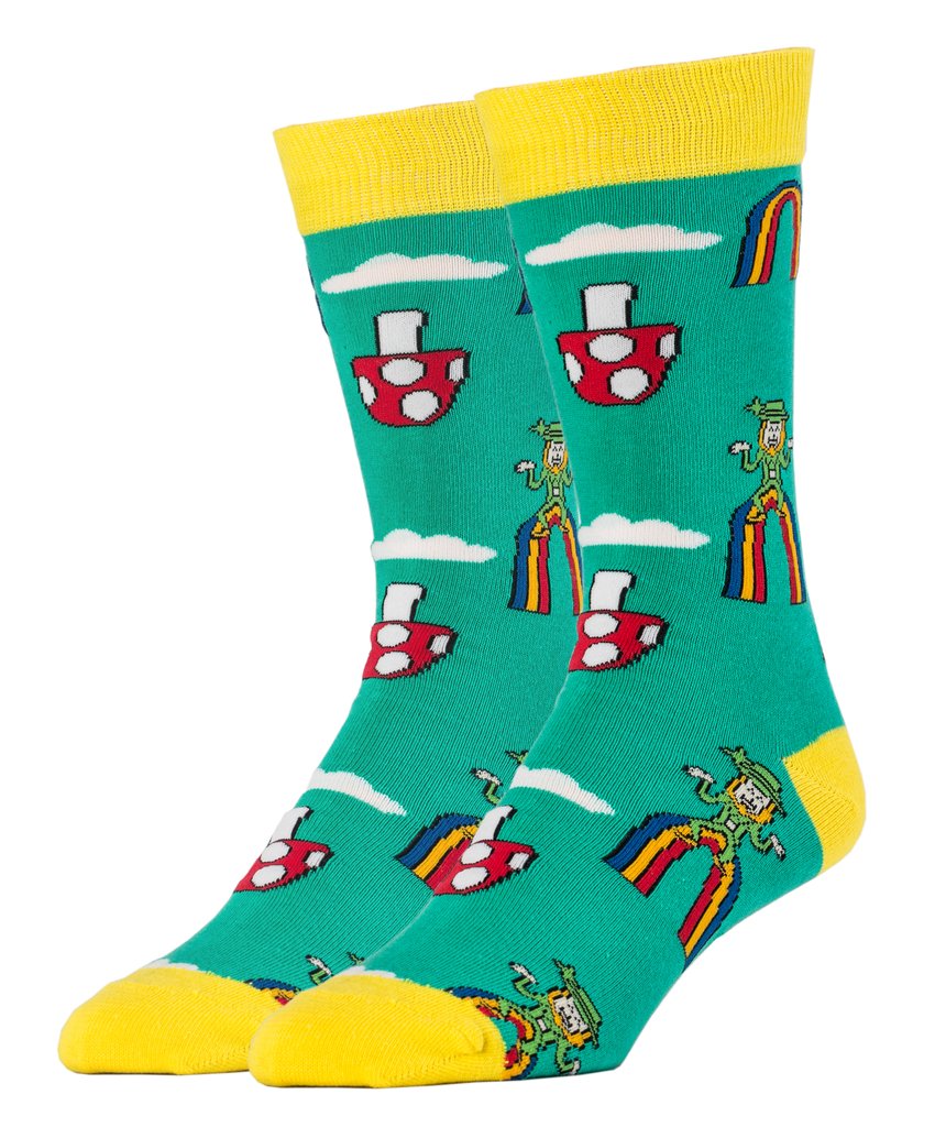 OOOH YEAH! Men's Novelty Crew Socks, MD6020C - Happy Shroom