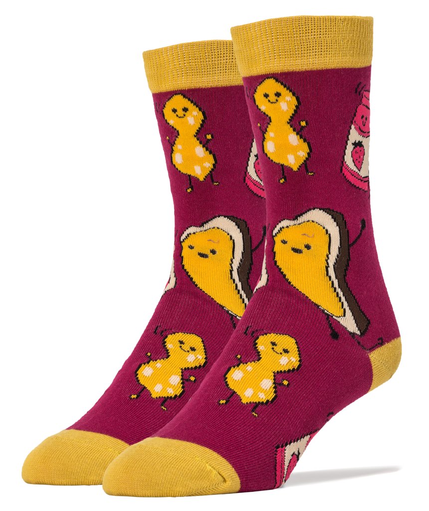 OOOH YEAH! Men's Novelty Crew Socks, MD6511C - Peanut Butter Jams