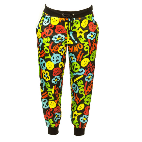 Moschino Couture Silk Jogger Pants IT 40 Black Multi