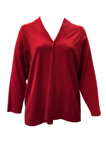 Marina Rinaldi Women's Red Maestro Open Front Cardigan NWT