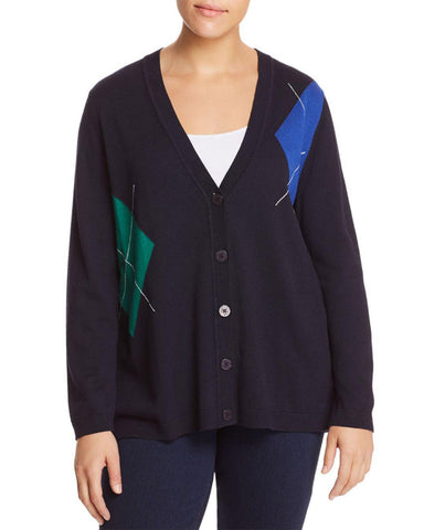 MARINA RINALDI Women's Maggese Faux Layer Cardigan, Blue