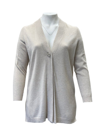 Marina Rinaldi Women's Beige Magnolia Button Closure Cardigan NWT