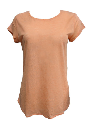 Majestic Filatures Orange Linen Silk Short Sleeve Tee Size Small NWT