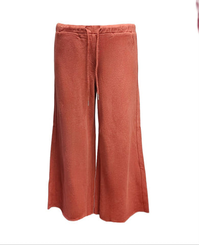 HoodLamb Women's Deep Coral Wide Leg Soft Hemp Pants 420 NWT