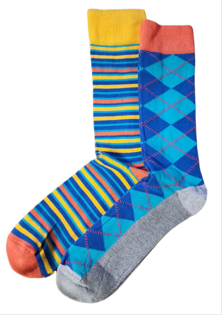 HAPPY SOCKS Men's Multicoloured Cotton Printed Socks 2-Pack Size 8-12 NWT