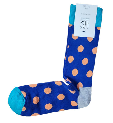 HAPPY SOCKS Men's Purple Big Peach Dot Combed Cotton Crew Socks Size 8-12 NWT