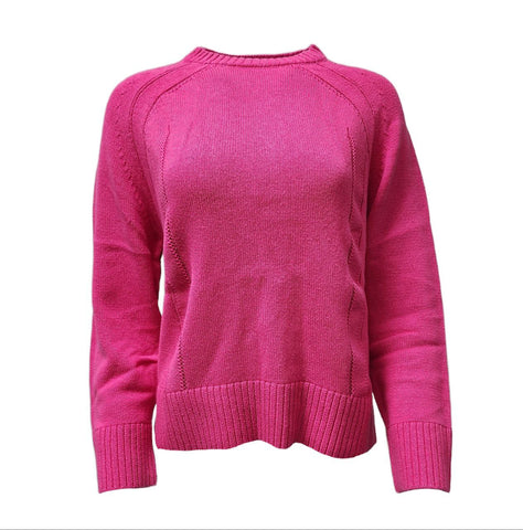 HoodLamb Women's Fuchsia Pink Ribbed Long Sleeve Hemp Sweater NWT