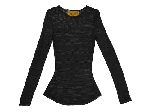 Hanley Mellon Women's Long Sleeve Fully Fashioned Top X-Small Black