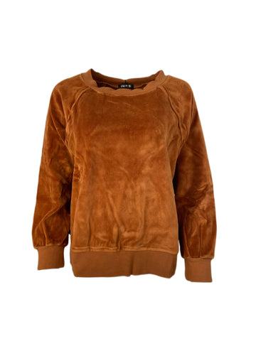 SUZIE KONDI Women's Rost Brown Velour Raglan Top #101 XL NWT