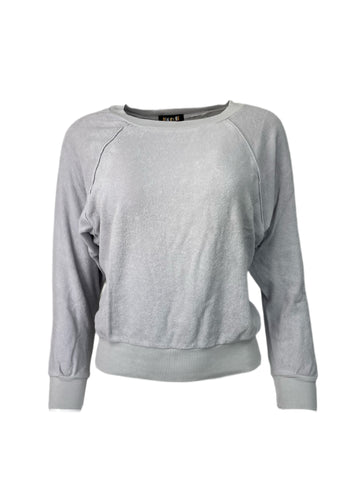 SUZIE KONDI Women's Dove Gray Terry Raglan Top #1021 NWT