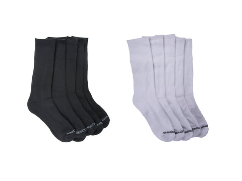 Reebok Men's 5 Pack XL Crew Socks Sz 12.5-16 NEW