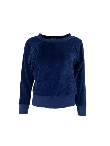 SUZIE KONDI Women's Navy Velour Raglan Top #321 NWT