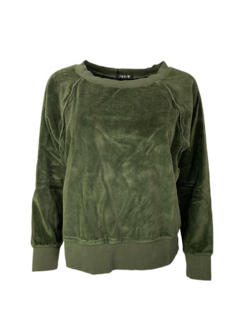 SUZIE KONDI Women's Olive Velour Raglan Top #IAS144 NWT