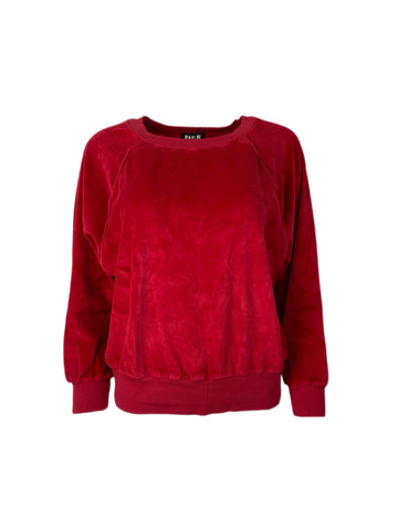 SUZIE KONDI Women's Red Velour Raglan Top #100 L NWT