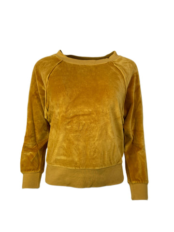 SUZIE KONDI Women's Yellow Velour Raglan Top #322 S NWT