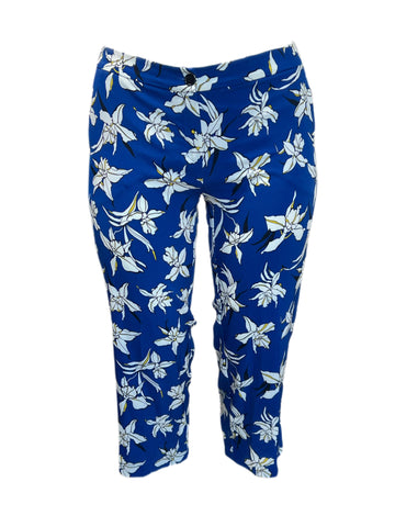 Marina Rinaldi Women's Blue Ramon Floral Printed Skinny Pants Size 8W/17 NWT