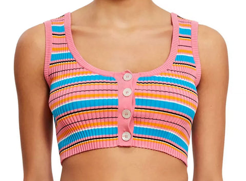 OPENING CEREMONY Women's Rib Nylon Bralette, Pink Multicolor, X-Small