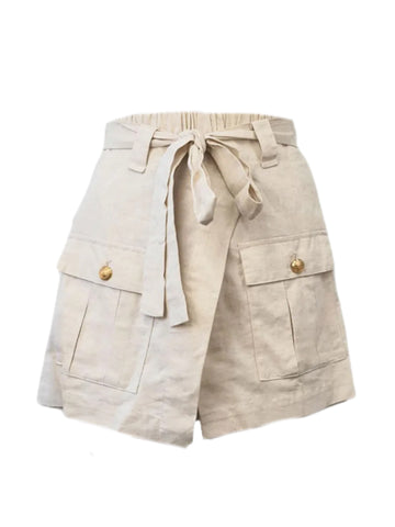 MADISON THE LABEL Women's Beige Linen Double Layered Shorts #MS0237 X-Small NWT