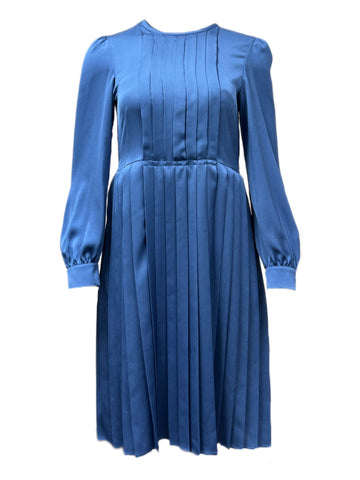 Max Mara Women's Blue Schermo Pleated A Line Dress NWT