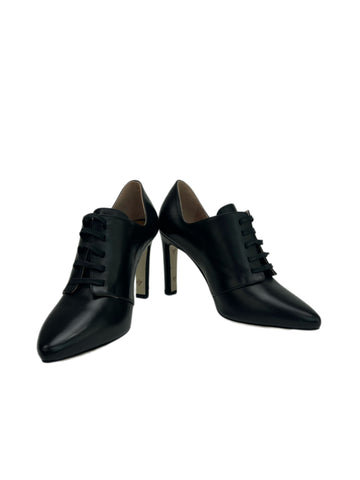 Max Mara Women's Nero Selina Leather Lace Up Heeled Oxfords NWB