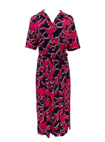 Leota Women's Pink Shadow Floral Long Streight Stretchy Dress #3640 NWT