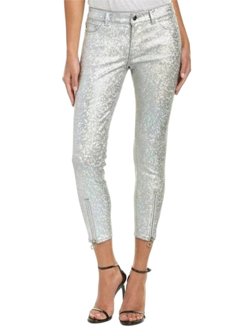 DL1961 Women's Silver Metal Florence Instasculpt Cropped Size 28 NWT