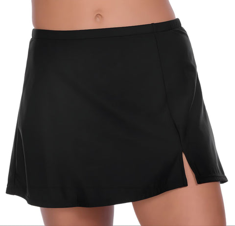 PENBROOKE Women's Black Stretchy A-Line Skort Swim Bottom #42528 NWT