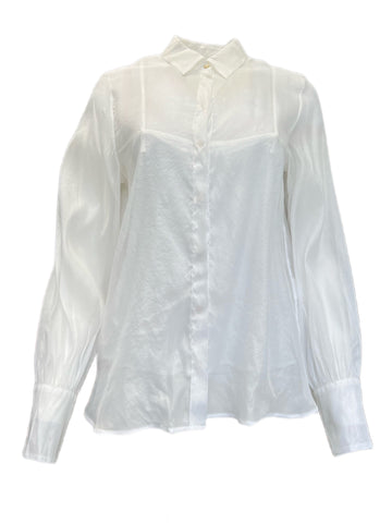 Marella By Max Mara Women's White Tony Button Down Sheer Shirt Size 8 NWT