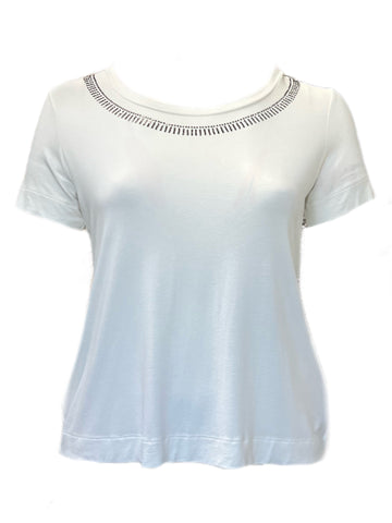 Marina Rinaldi Women's White Vairone Jersey T Shirt Size M NWT