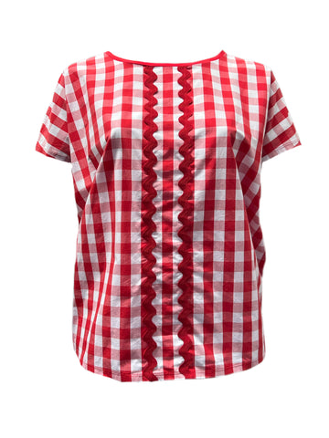 Marina Rinaldi Women's Red Valenza Cotton Top NWT