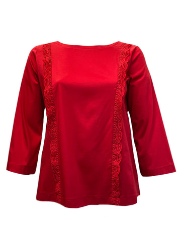 Marina Rinaldi Women's Red Valico Pullover Shirt NWT