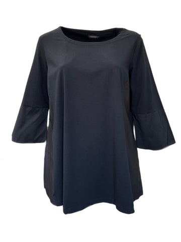 Marina Rinaldi Women's Black Vela 3/4 Sleeve Jersey T Shirt NWT