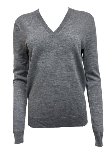 BLK DNM Women's Light Grey Melange V-Neck Wool Sweater 3 Size S NWT