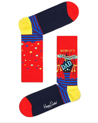 HAPPY SOCKS Men's Multicoloured World's Strongest Dad Socks 8-12 NWT