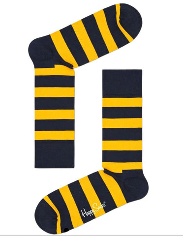 HAPPY SOCKS Men's Yellow Stripe Cotton Crew Sock Size 8-12 NWT