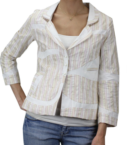 CUSTO BARCELONA Women's Iriad 30x3 Pink & Beige Blazer 292351 $303 NWT