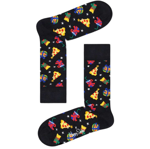 HAPPY SOCKS Men's Black Junkfood Gifts Cotton Crew Socks Size 8-12 NWT